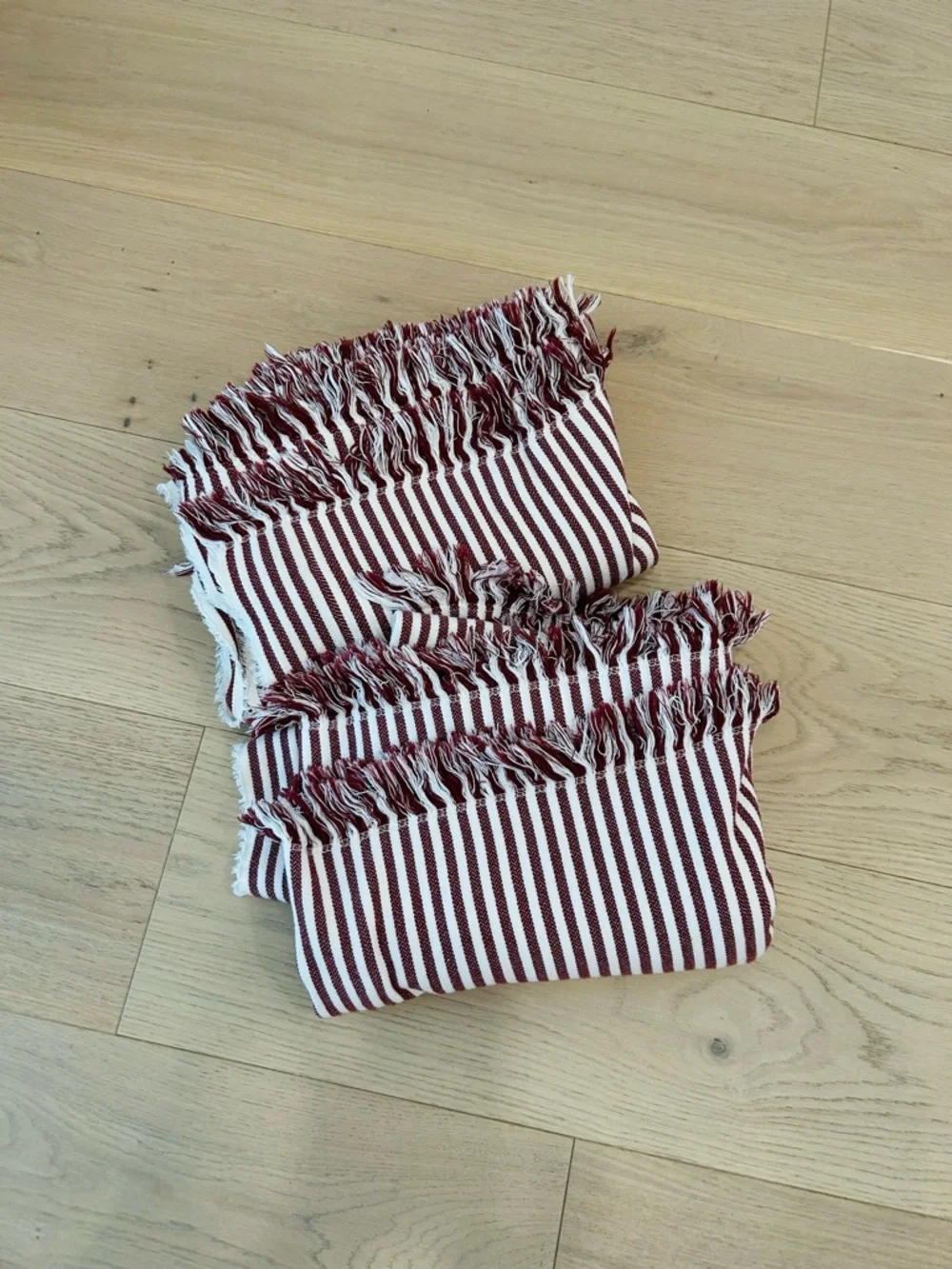 IKEA TUVALIE Red and White Striped Throw Blanket